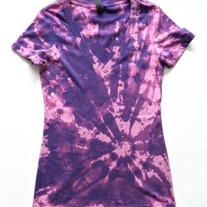 Purple Reverse Tie Dye V-Neck Tee
